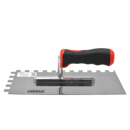 Gletiera zimtata ULC lama inox 280x130mm grosime 0.7mm dantura 12x12mm cu maner bimaterial