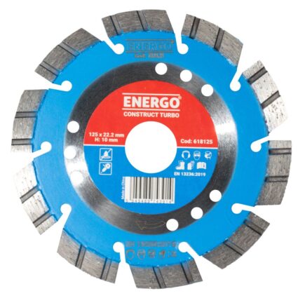 Disc diamantat taiere CONSTRUCT-TURBO 125×22.2mm T10 sector cu pastile -turbo beton-armat pavele boltari piatra-dura