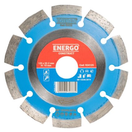 Disc diamantat taiere CONSTRUCT 125×22.2mm M10 sector cu pastile standard beton-armat pavele piatra-dura