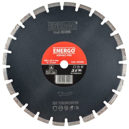 Disc diamantat taiere ASPHALT PRO 400×25.4mm A40 sector standard cu pastile asfalt beton-proaspat