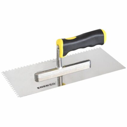 Gletiera zimtata ULC lama inox 280x130mm grosime 0.7mm dantura 6x6mm cu maner bimaterial