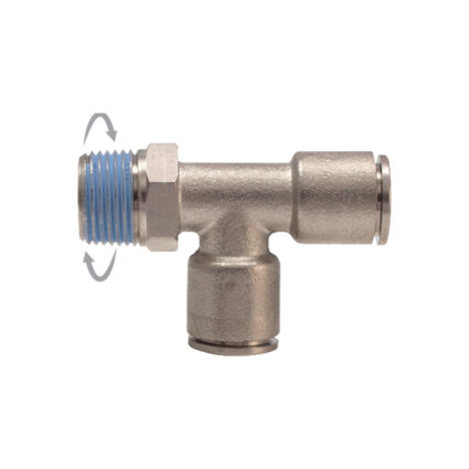 Racord automat (forma T) din alama cu filet exterior 1/4″ pentru tub D-12 mm 522