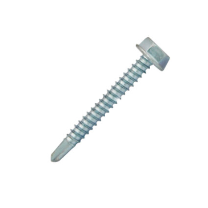 Surub autoforant cap hexagonal SW10 D-6.3mm L-120mm vf-8mm DIN7504K fixare metal/metal zincat alb