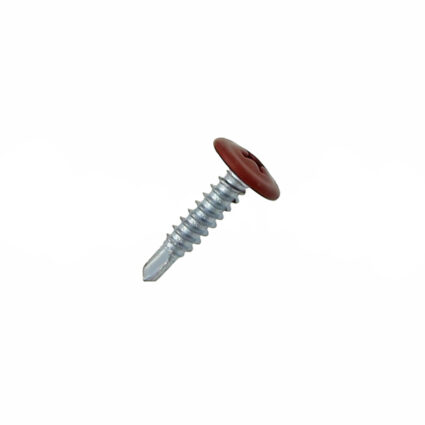 Surub autoforant cap plat cu saiba PH2 D-4.2mm L-16mm vf-3mm fixare metal/metal RAL3011 rosu