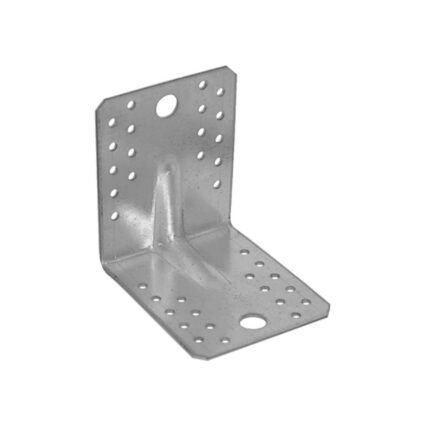 Coltar perforat KP2 cu ranforsare pentru lemn 105x105mm latime 90mm grosime 2.5mm otel zincat alb