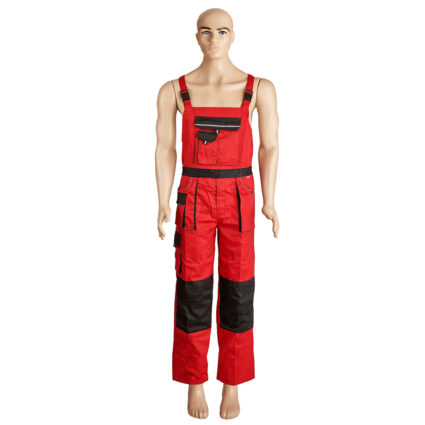 Pantalon cu pieptar GALAXY marimea 48 rosu/negru bumbac cu poliester 235g/mp