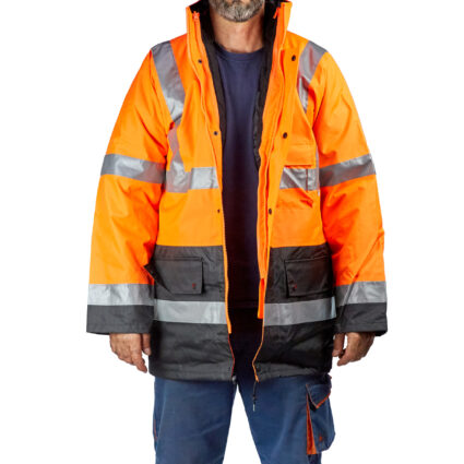 Jacheta iarna HIGHWAY marimea XXL portocalie reflectorizanta 4 in 1 oxford cu poliester 220g/mp