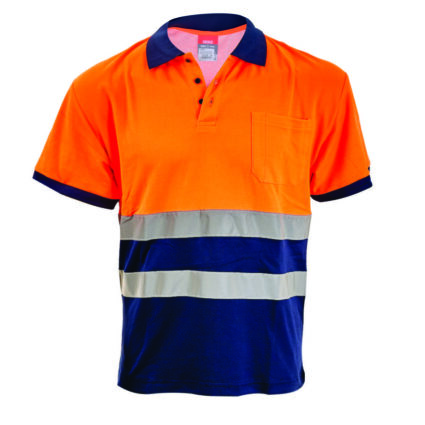 Tricou polo ROAD marimea XXXL portocaliu/bleumarin reflectorizant bumbac cu poliester 180g/mp