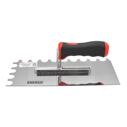 Gletiera zimtata ULC lama inox 280x130mm grosime 0.7mm dantura semirotunda 10mm pentru marmura cu maner bimaterial