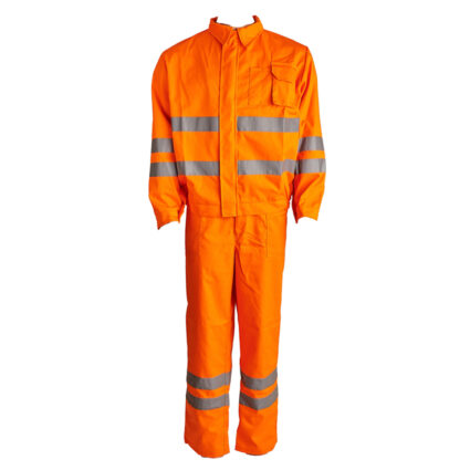 Costum cu pieptar FILIP marimea 60 portocaliu benzi reflectorizante bumbac cu poliester 245g/mp