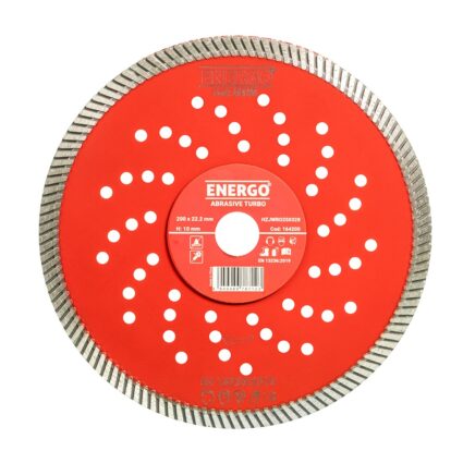Disc diamantat taiere ABRASIVE TURBO 5S 200×22.2mm M50 sector continuu -turbo caramida tigla pavele mozaic marmura piatra-dura granit