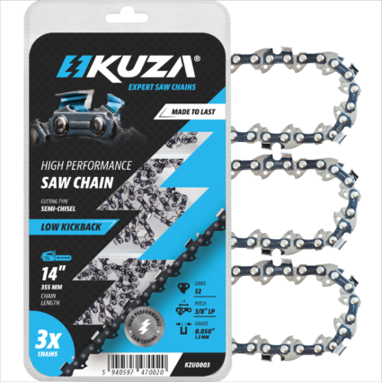 Lant pentru drujba, Lungime 14″, pas 3/8″ LP, grosime 050″-1.3 mm, 52 Zale, 3 lanturi/pachet – KUZA