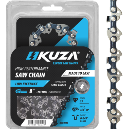 Lant pentru drujba, Lungime 8″, pas 3/8″ LP, grosime 043″-1.1 mm, 33 Zale, 1 lant/pachet – KUZA