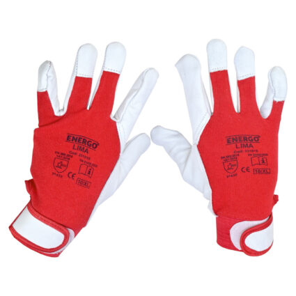 Manusi protectie LIMA marimea 10 bumbac/piele capra palma si varf degete manseta velcro EN388-2111XX