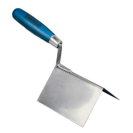 Mistrie lama inox ULC 120x100mm grosime 0.7mm cu maner lemn pentru finisare colt exterior