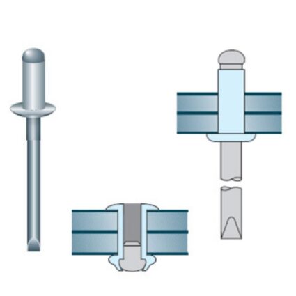 Nit pop cap standard bombat AF-N D-4.8mm L-14mm aluminiu/otel dg-5.0mm SET 100 BUCATI
