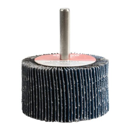Perie abraziv lamelara cu tija PLE D-50mm h-30mm prindere 6mm granulatie R 80 oxid aluminiu pentru lemn/inox/metal