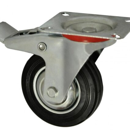 Roata carucior 5″ – talpa metal – rulment – 125/37.5-50 – frana – GOSPOPRO