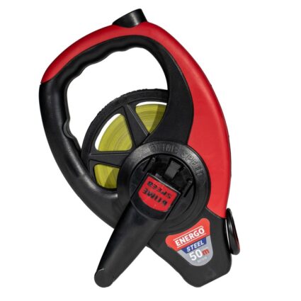 Ruleta banda otel STEEL 5S L-50 m latime 13 mm carcasa deschisa bimaterial varf de centrare si manivela
