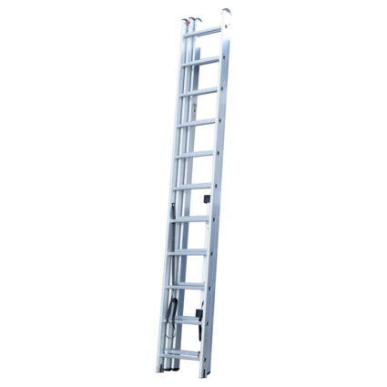 Scara 3 tronsoane culisante universala ST 3×11 trepte Lmax-7.0m Lmin-3.1m H forma A-2.9m din aluminiu
