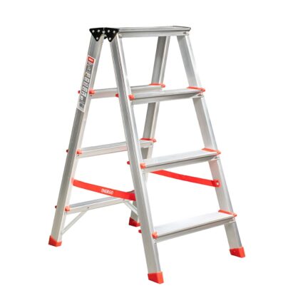 Scara dubla cu trepte pe ambele parti SD 2×4 trepte Hmax-0.80m din aluminiu