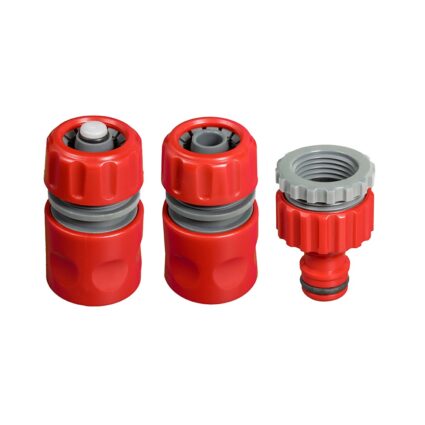 Set cuple rapide AQUA QUICK universale pentru furtun apa 1/2″ din plastic cu adaptor robinet filet interior 3/4″-1/2″ 3 piese