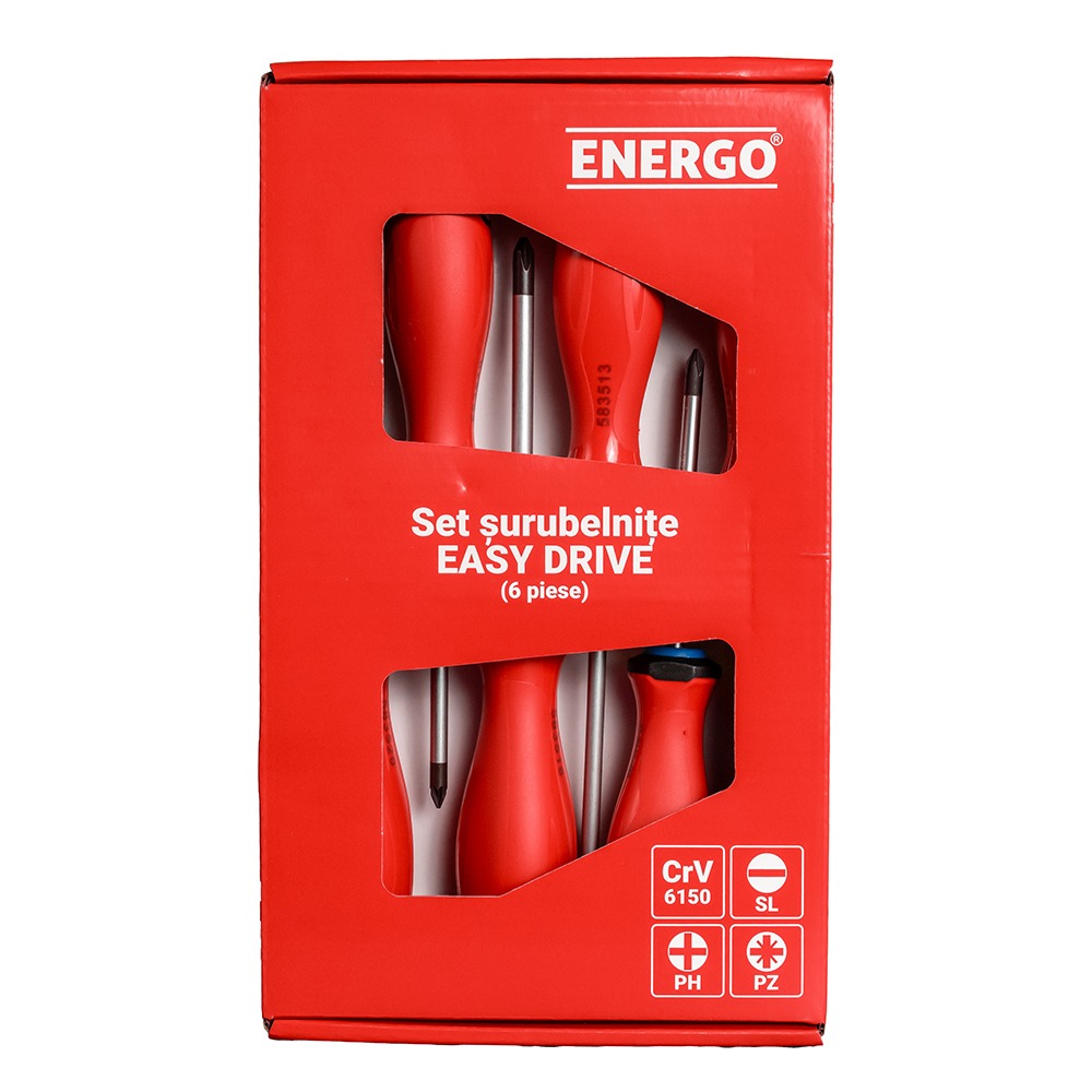Set surubelnite standard profil PH PZ SL/dreapta EASY DRIVE tija CrV maner bimaterial 6 piese