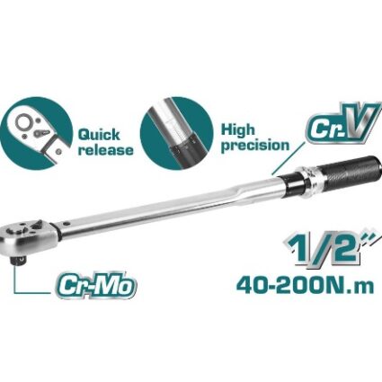 Cheie Dinamometrica 1/2” 40-200N.m, 500Mm – Total