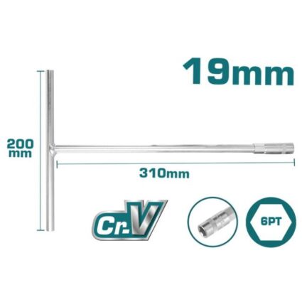 Cheie Tubulara Cu Maner In T – 19Mm, 200X310Mm (Industrial) – Total