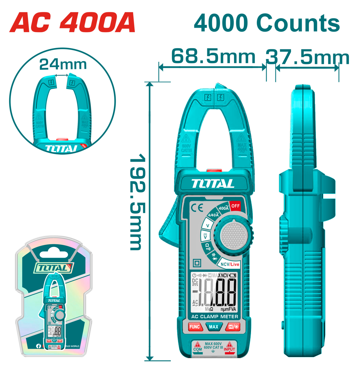 Clampmetru Digital (Cleste Ampermetric) - Total - Tmt762001