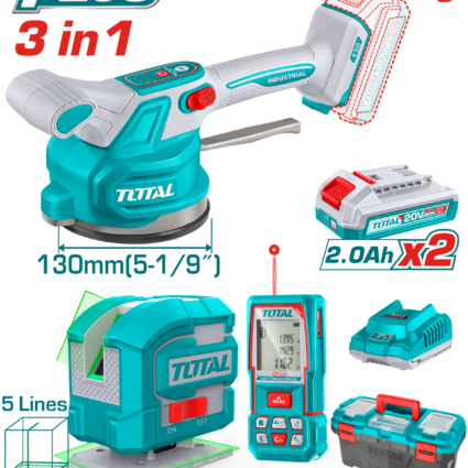 Kit Combo 20V – Vibrator Cu Ventuza Pentru Placi Ceramice, Laser Masurare Distanta, Nivela L – Total