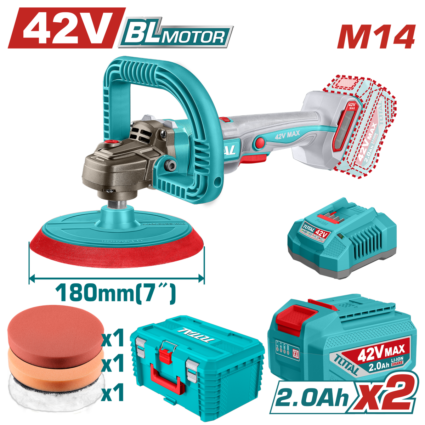 Masina De Polisat – 42V (Include 2 Acumulatori, 1 Incarcator) – Total, disc 180mm, Brushless