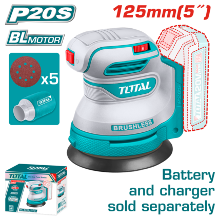 MASINA DE SLEFUIT ROTATIVA – 125MM – LI-ION – 20V – TOTAL – 125mm, Lemn, Plastic, 20V