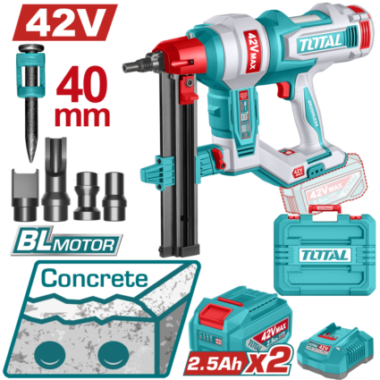 PISTOL CUIE PENTRU BETON – 42V (INCLUDE 2 ACUMULATORI, 1 INCARCATOR) – TOTAL