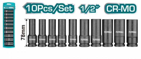 SET 10 BUC TUBULARE LUNGI DE IMPACT 78MM CRMO, 1/2", 10,12,13,14,15,17,19,21,22,24 - TOTAL