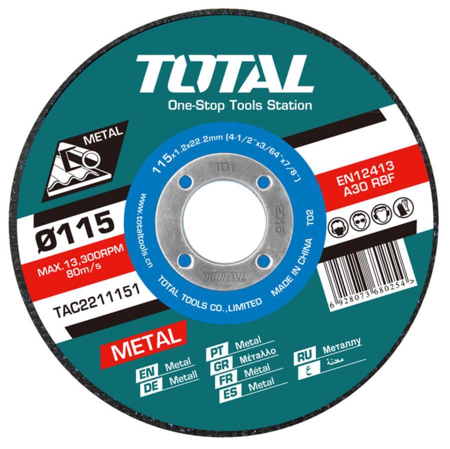SET 10 DISCURI ABRAZIVE TAIERE METALE - 115X1.2MM - TOTAL