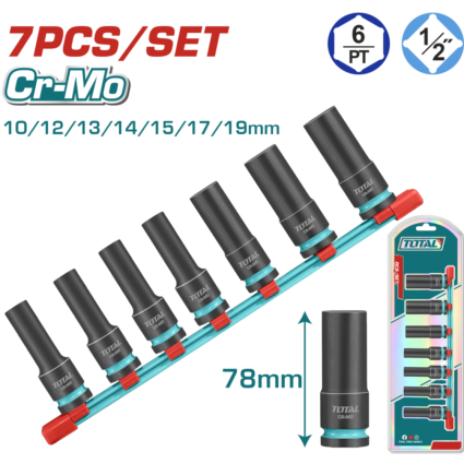 Set 7 Piese Tubulare De Impact Adanci – 1/2″ -78Mm – Total
