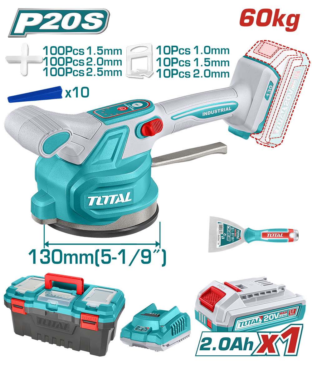 VIBRATOR CU VENTUZA PENTRU PLACI CERAMICE 20V (INCLUDE ACUMULATOR SI INCARCATOR) - TOTAL