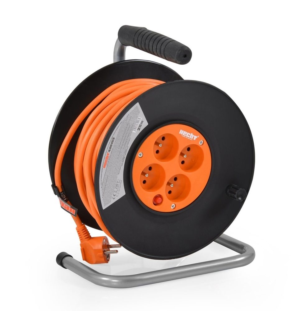 420153 - Cablu prelungitor 20m, rolă pe tambur cu 4 prize 230V, 230 - HECHT 420153