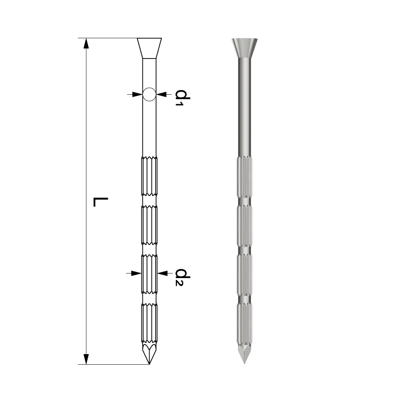 Cuie striate cap inecat D-3.5mm L-50mm pentru beton/zidarie cutie 1kg 280 bucati zincat alb - imagine 3