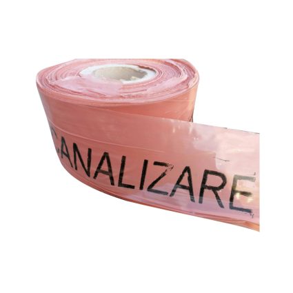 Banda avertizare neadeziva PIPE ALERT polietilena maro latime 100mm L-500m pentru avertizare conducte canalizare