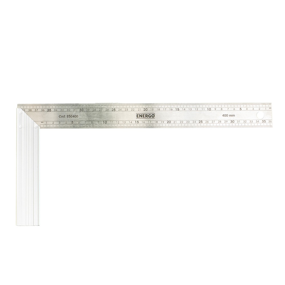 Echer unghi 90 grade 400x180mm gradat lama inox cu suport aluminiu pentru uz general - imagine 2