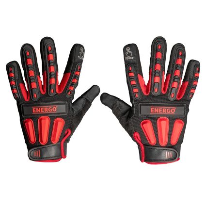 Manusi de lucru MECANIC marimea 9 din spandex cu piele sintetica in palma protectie TPR si touchscreen