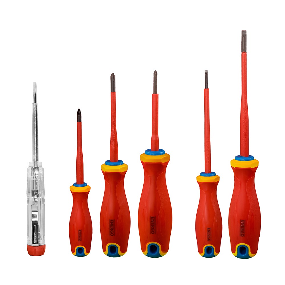 Set surubelnite electrician profil PH SL/dreapta ELECTRO tija otel S2 maner bimaterial izolat 1000 V si tester 6 piese - imagine 2