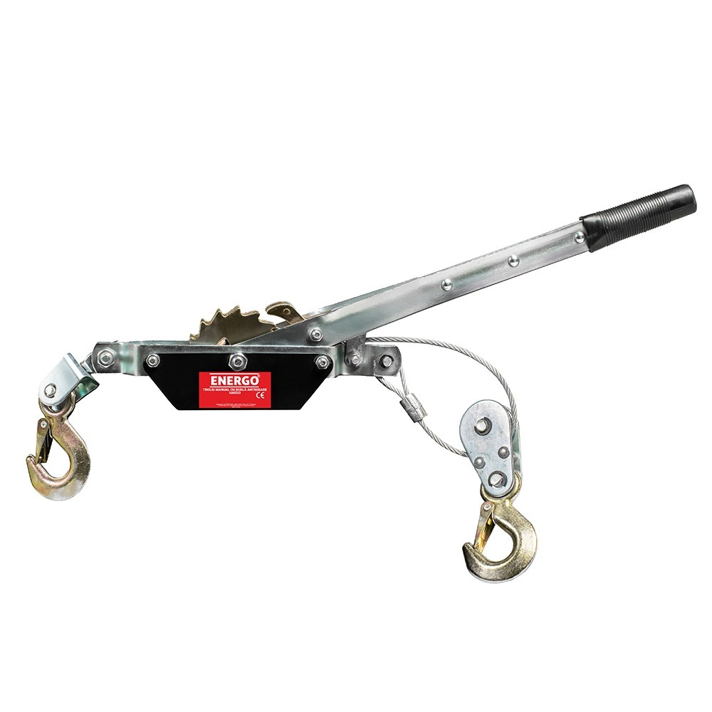 Troliu manual HARDO sarcina lucru 1 tona cu cablu L-1.8 m dubla antrenare 2 carlige si siguranta apropiere/tragere - imagine 3